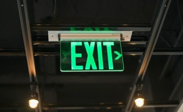 LED Exit Signage, 12"x6" Inch, Green Led With Battery Backup Emergency Sign